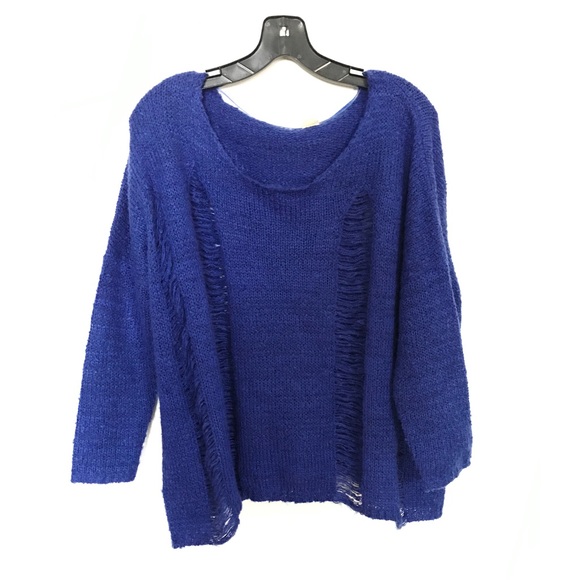 EUC Like New Nasty Gal Distressed Sweater in Blue - Picture 1 of 5